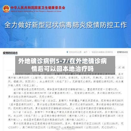 外地确诊病例5-7/在外地确诊病情后可以回本地治疗吗