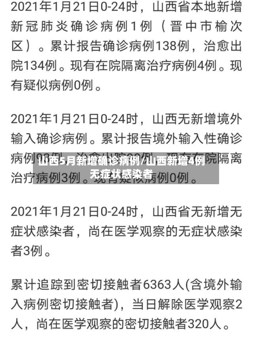 山西5月新增确诊病例/山西新增4例无症状感染者